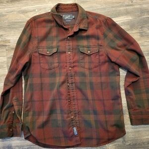 Grayers Men's Flannel Button-Down Dark Red & Black